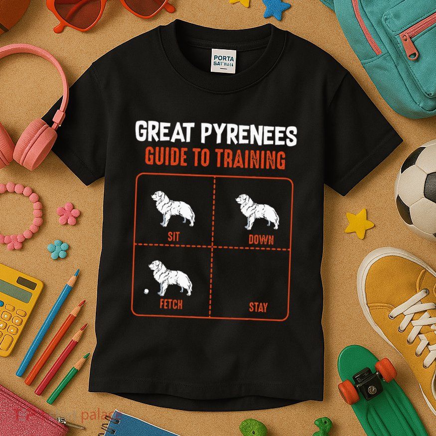 Great Pyrenees Guide To Training Funny Dog Pet Lover Kids T-Shirt