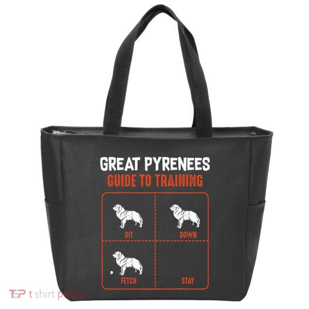 Great Pyrenees Guide To Training Funny Dog Pet Lover Zip Tote Bag