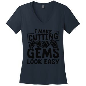 Gemcutter Precision Gemstone Jewelry Gemcutter Women's V-Neck T-Shirt