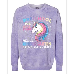 Goodbye Preschool Graduation Hello Kindergarten Prek Unicorn Colorblast Crewneck Sweatshirt