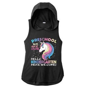 Goodbye Preschool Graduation Hello Kindergarten Prek Unicorn Ladies PosiCharge Tri-Blend Wicking Draft Hoodie Tank