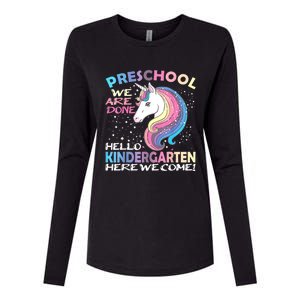 Goodbye Preschool Graduation Hello Kindergarten Prek Unicorn Womens Cotton Relaxed Long Sleeve T-Shirt