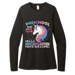 Goodbye Preschool Graduation Hello Kindergarten Prek Unicorn Womens CVC Long Sleeve Shirt