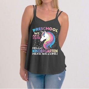 Goodbye Preschool Graduation Hello Kindergarten Prek Unicorn Women's Strappy Tank