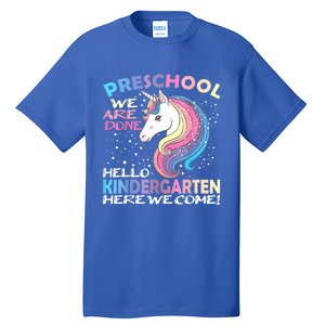 Goodbye Preschool Graduation Hello Kindergarten Prek Unicorn Tall T-Shirt