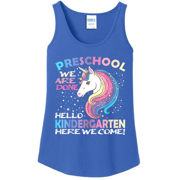 Goodbye Preschool Graduation Hello Kindergarten Prek Unicorn Ladies Essential Tank