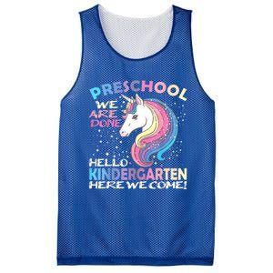 Goodbye Preschool Graduation Hello Kindergarten Prek Unicorn Mesh Reversible Basketball Jersey Tank