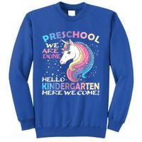 Goodbye Preschool Graduation Hello Kindergarten Prek Unicorn Tall Sweatshirt