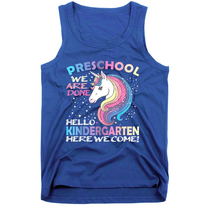 Goodbye Preschool Graduation Hello Kindergarten Prek Unicorn Tank Top