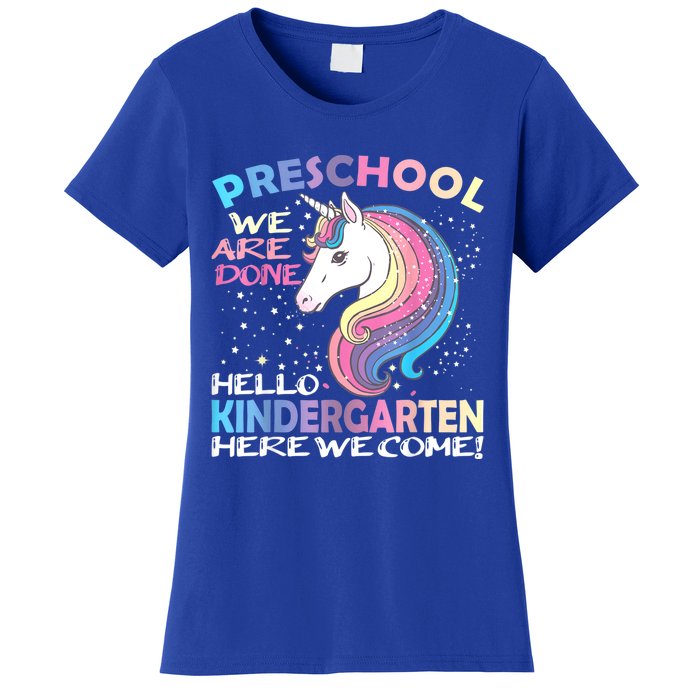 Goodbye Preschool Graduation Hello Kindergarten Prek Unicorn Women's T-Shirt