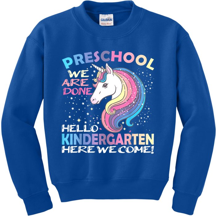 Goodbye Preschool Graduation Hello Kindergarten Prek Unicorn Kids Sweatshirt