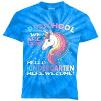 Goodbye Preschool Graduation Hello Kindergarten Prek Unicorn Kids Tie-Dye T-Shirt