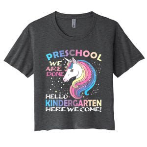 Goodbye Preschool Graduation Hello Kindergarten Prek Unicorn Women's Crop Top Tee