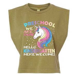 Goodbye Preschool Graduation Hello Kindergarten Prek Unicorn Garment-Dyed Women's Muscle Tee