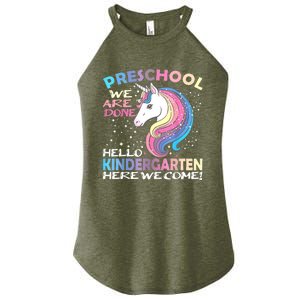 Goodbye Preschool Graduation Hello Kindergarten Prek Unicorn Women's Perfect Tri Rocker Tank