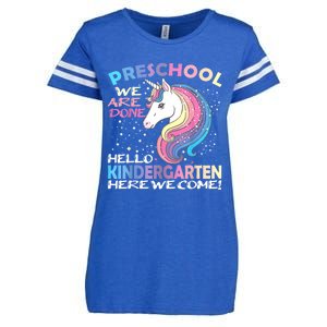 Goodbye Preschool Graduation Hello Kindergarten Prek Unicorn Enza Ladies Jersey Football T-Shirt