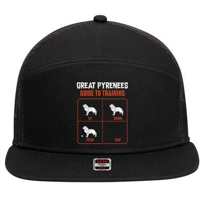 Great Pyrenees Guide To Training Funny Dog Pet Lover 7 Panel Mesh Trucker Snapback Hat