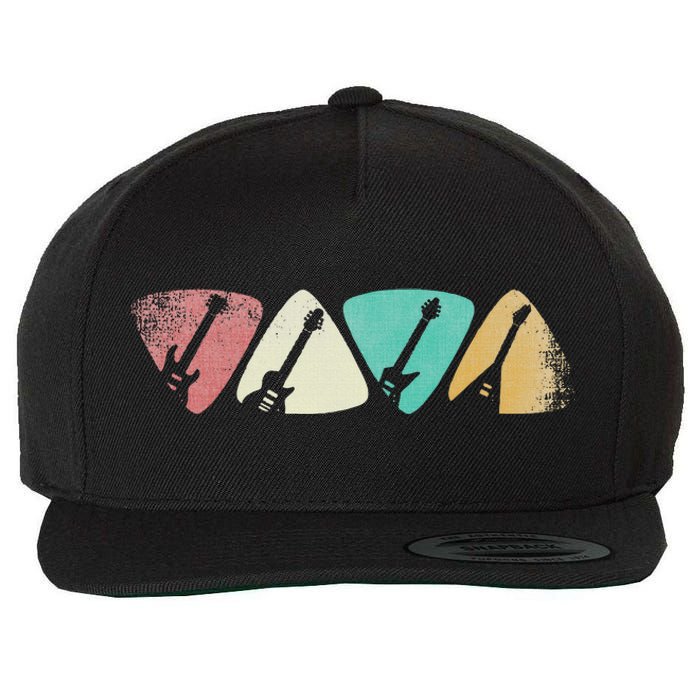 Guitar Pick Gift For Guitarist Retro Vintage Wool Snapback Cap