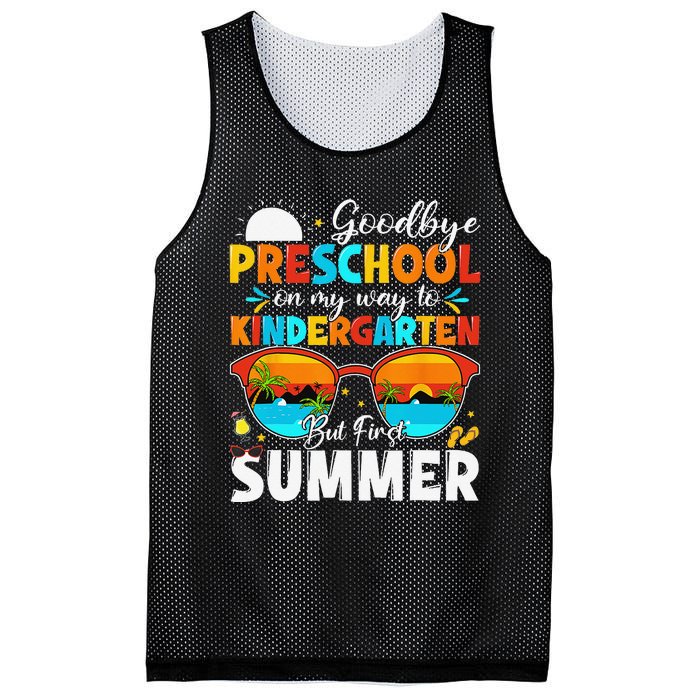 Goodbye Preschool Graduation To Kindergarten Hello Summer Mesh Reversible Basketball Jersey Tank