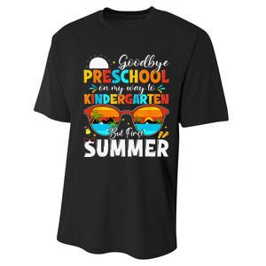 Goodbye Preschool Graduation To Kindergarten Hello Summer Performance Sprint T-Shirt