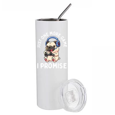 Gaming Pug Gamer Dog Lover Video Game Gift Stainless Steel Tumbler