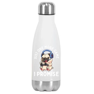 Gaming Pug Gamer Dog Lover Video Game Gift Stainless Steel Insulated Water Bottle