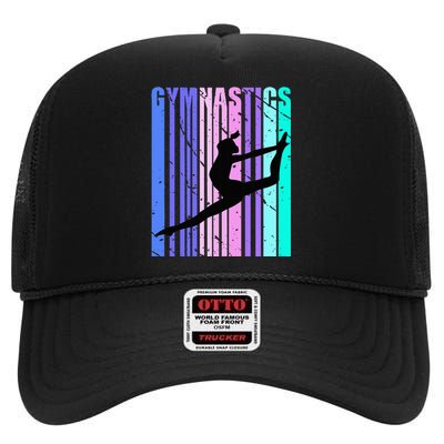 Gymnastics Purple Green Woman Women Gymnast High Crown Mesh Back Trucker Hat