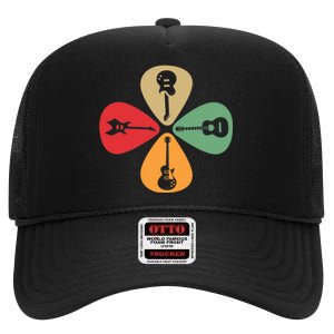 Guitar Player Guitarist Gift Guitar Lovers Women High Crown Mesh Back Trucker Hat