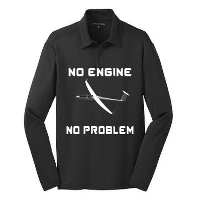 Glider Pilot Gliding Sailplane Flying Plane Silk Touch Performance Long Sleeve Polo