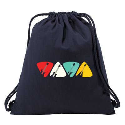 Guitar Pick Gift For Guitarist Retro Vintage Tee Gifts Drawstring Bag