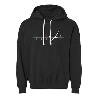 Glider Pilot Heartbeat Sailplane Pilot Gift Tee ECG Garment-Dyed Fleece Hoodie
