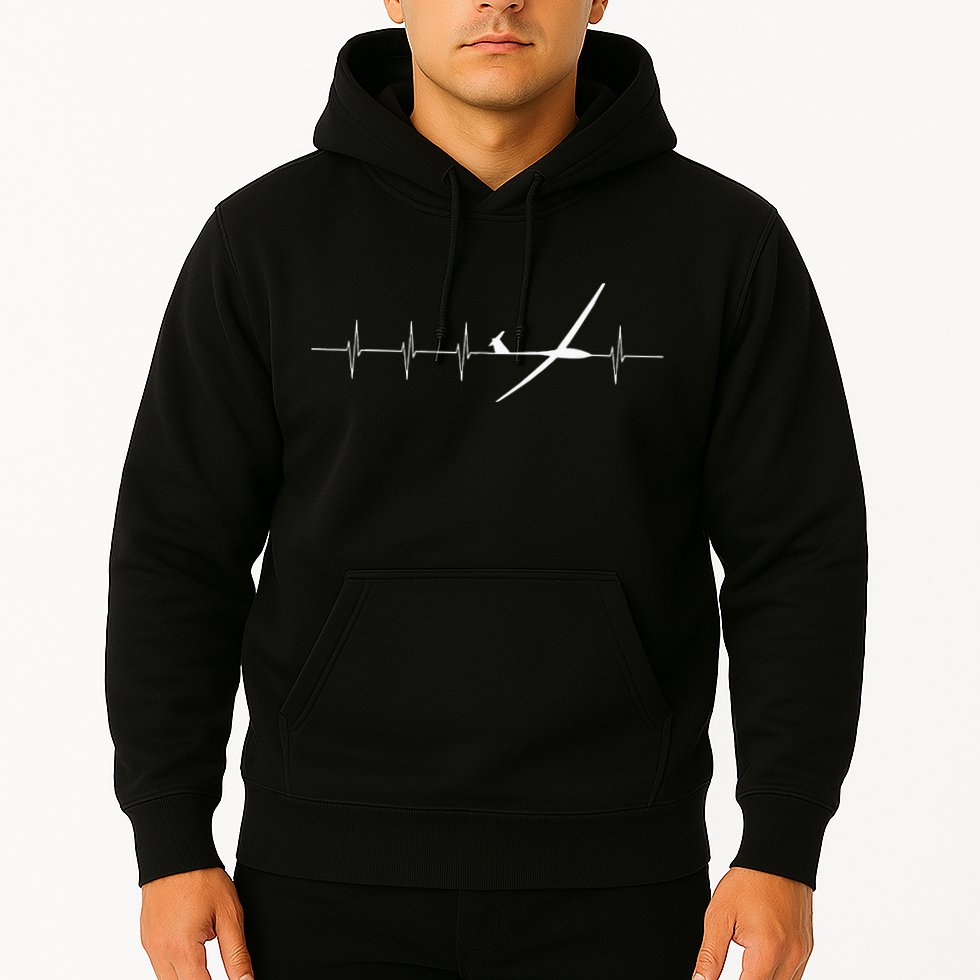 Glider Pilot Heartbeat Sailplane Pilot Gift Tee ECG Hoodie