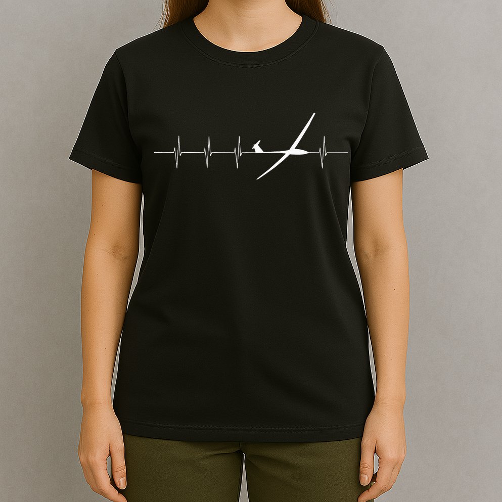 Glider Pilot Heartbeat Sailplane Pilot Gift Tee ECG T-Shirt