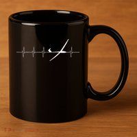 Glider Pilot Heartbeat Sailplane Pilot Gift Tee ECG 11oz C Handle Ceramic Mug