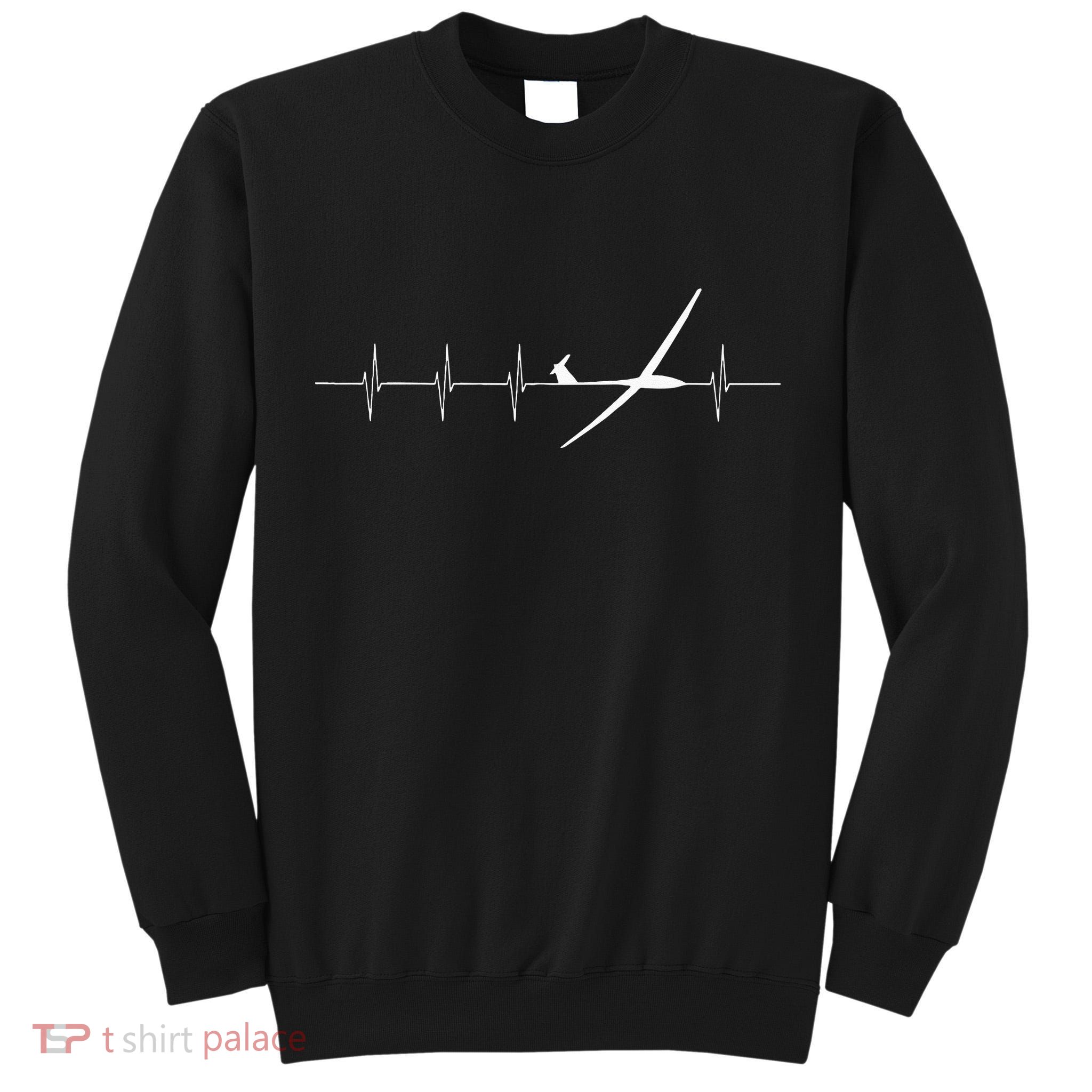 Glider Pilot Heartbeat Sailplane Pilot Gift Tee ECG Tall Sweatshirt