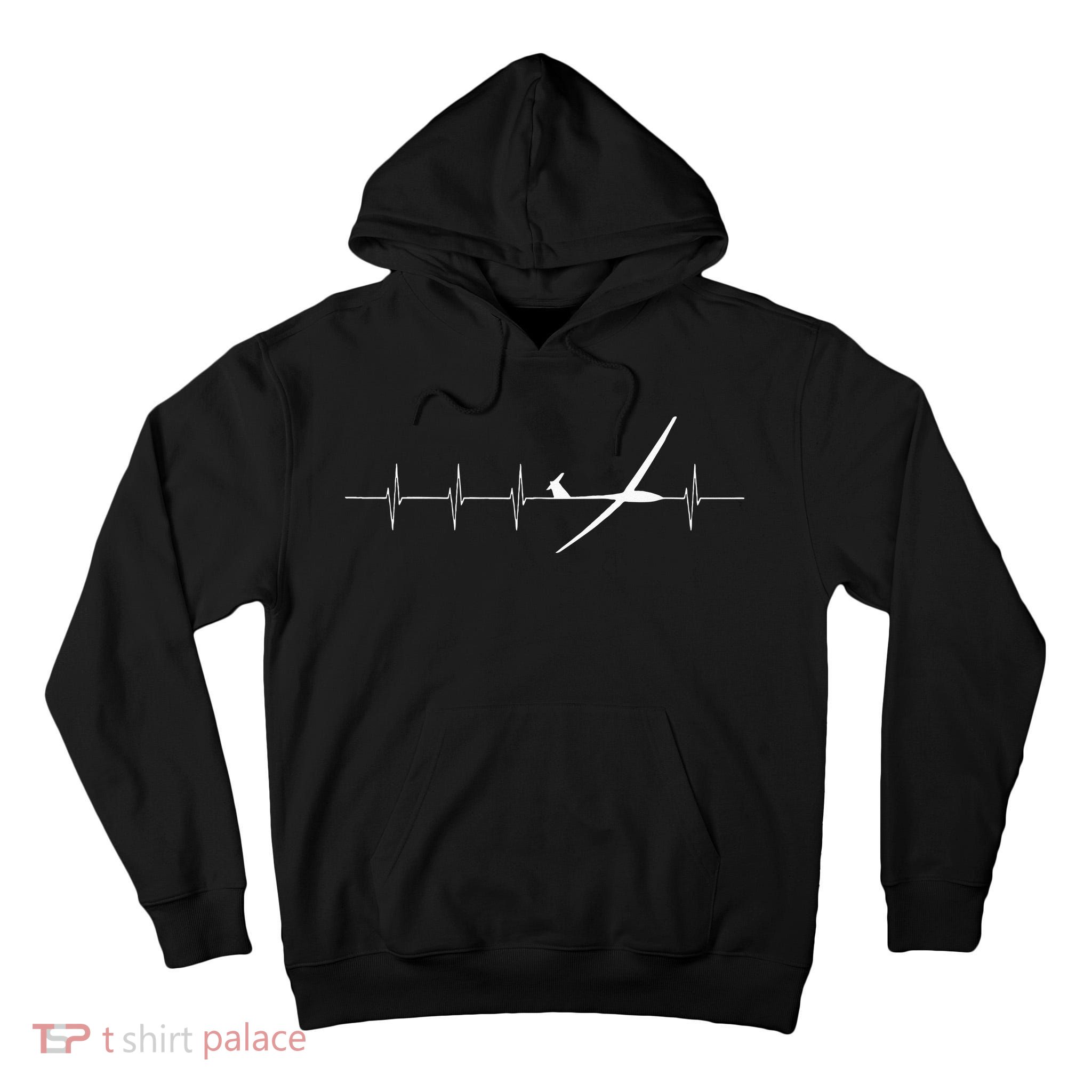 Glider Pilot Heartbeat Sailplane Pilot Gift Tee ECG Tall Hoodie