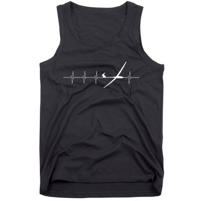 Glider Pilot Heartbeat Sailplane Pilot Gift Tee ECG Tank Top