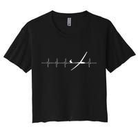 Glider Pilot Heartbeat Sailplane Pilot Gift Tee ECG Women's Crop Top Tee