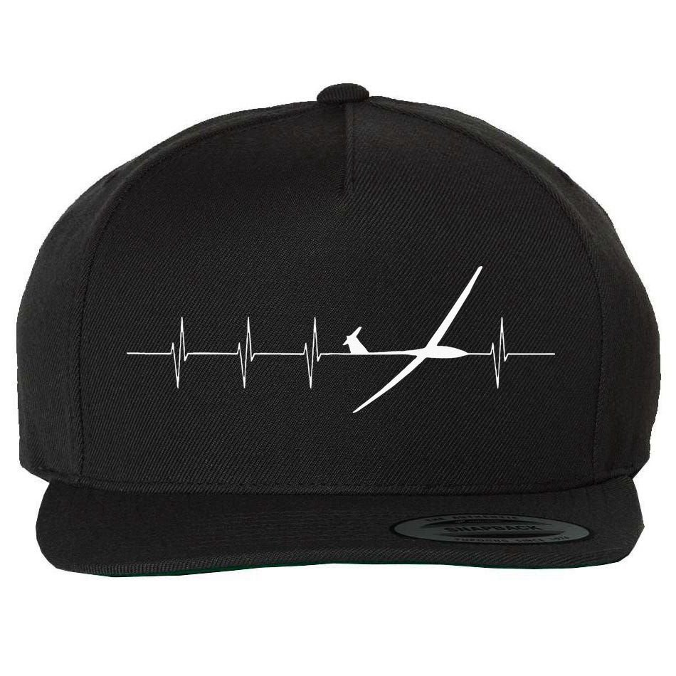 Glider Pilot Heartbeat Sailplane Pilot Gift Tee ECG Wool Snapback Cap