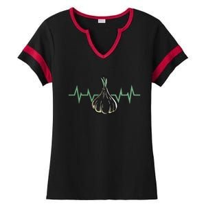 Garlic Plant Heartbeat Vegetables Cooking Garlic Gift Ladies Halftime Notch Neck Tee