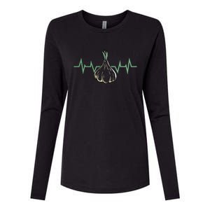 Garlic Plant Heartbeat Vegetables Cooking Garlic Gift Womens Cotton Relaxed Long Sleeve T-Shirt