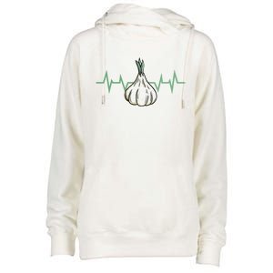 Garlic Plant Heartbeat Vegetables Cooking Garlic Gift Womens Funnel Neck Pullover Hood