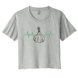 Garlic Plant Heartbeat Vegetables Cooking Garlic Gift Women's Crop Top Tee