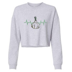 Garlic Plant Heartbeat Vegetables Cooking Garlic Gift Cropped Pullover Crew