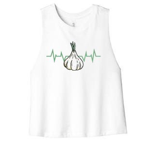 Garlic Plant Heartbeat Vegetables Cooking Garlic Gift Women's Racerback Cropped Tank