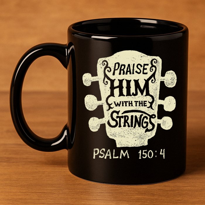 Guitarists Praise Him With The Strings Acoustic Guitar Music 11oz C Handle Ceramic Mug