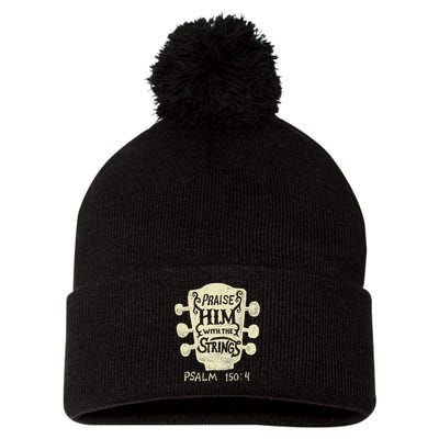 Guitarists Praise Him With The Strings Acoustic Guitar Music Pom Pom 12in Knit Beanie
