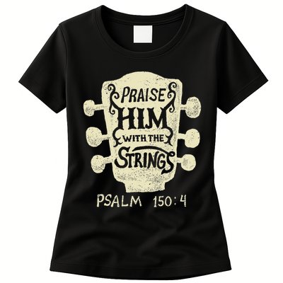 Guitarists Praise Him With The Strings Acoustic Guitar Music Womens T-Shirt