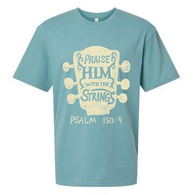 Guitarists Praise Him With The Strings Acoustic Guitar Music Sueded Cloud Jersey T-Shirt