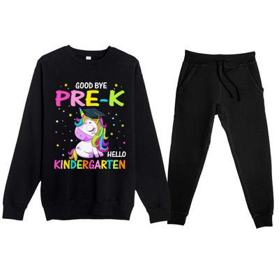 Goodbye Prek Hello Kindergarten Magical Unicorn Graduation Premium Crewneck Sweatsuit Set